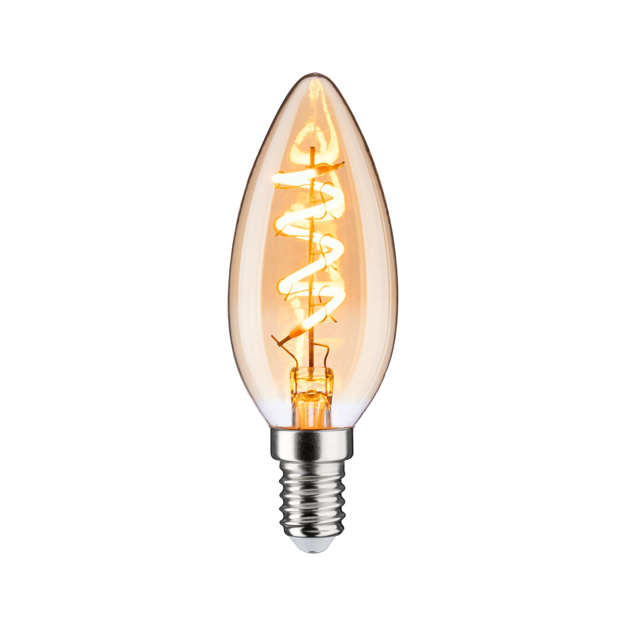 Vintage Edition Standardní 230V LED Svíčka E14 150lm 4W 1800K stmívatelný Zlatá Vintage LED-Leuchtmittel in Kerzenform mit warmweißem Licht und Spiralfaden für dekorative Beleuchtung