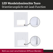 Weiße LED-Wandeinbauleuchte Tsaro mit zwei Diffusor-Blenden für orientierende Beleuchtung