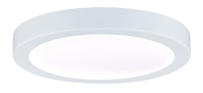 Round white LED ceiling light with metal frame, energy-efficient indoor lighting