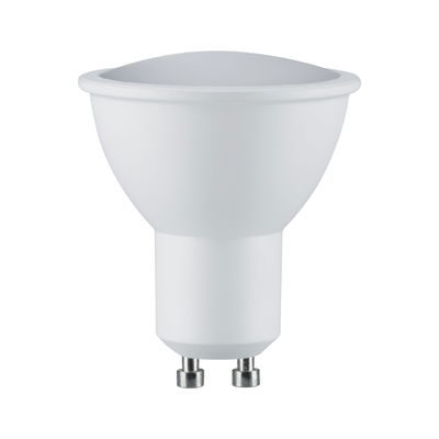 White LED reflector lamp with GU10 base made of plastic for energy-efficient lighting