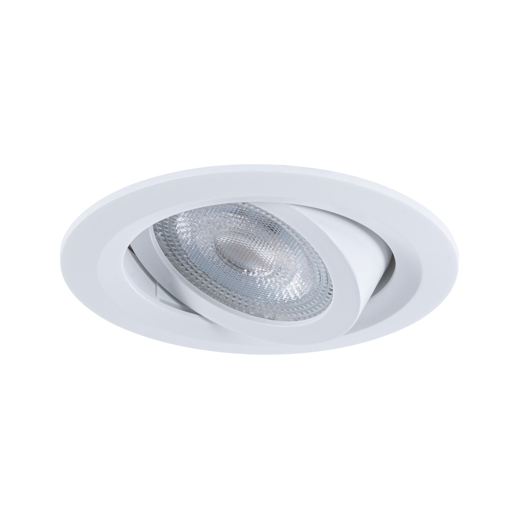Weißer Einbaustrahler aus Kunststoff mit klarem Glas und LED-Licht für moderne Innenbeleuchtung