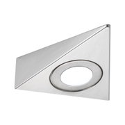 Dreieckiger Einbaustrahler aus gebürstetem Edelstahl mit rundem LED-Leuchtmittel für moderne Beleuchtung