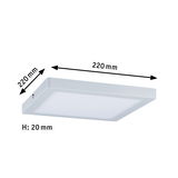 Square white LED ceiling light made of plastic, 220x220 mm, slim 20 mm height design