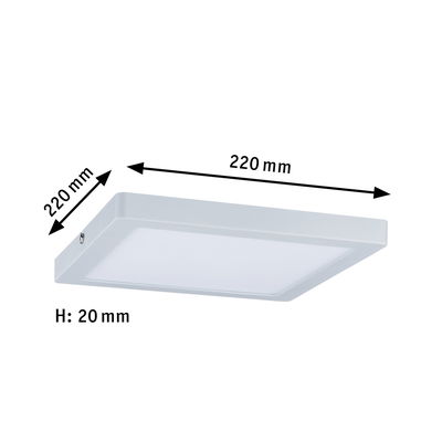Square white LED ceiling light made of plastic, 220x220 mm, slim 20 mm height design
