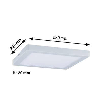 Quadratische weiße LED-Deckenleuchte aus Kunststoff, 220x220 mm, flach mit 20 mm Höhe