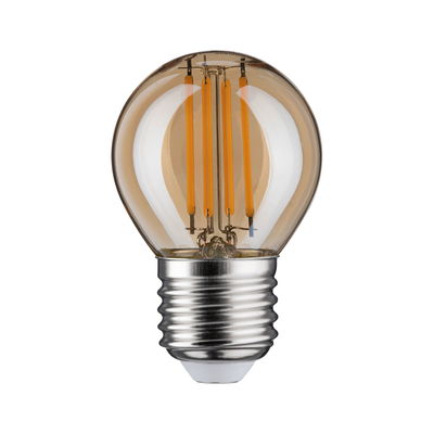 Small LED bulb with E27 base and amber glass for energy-efficient lighting solutions