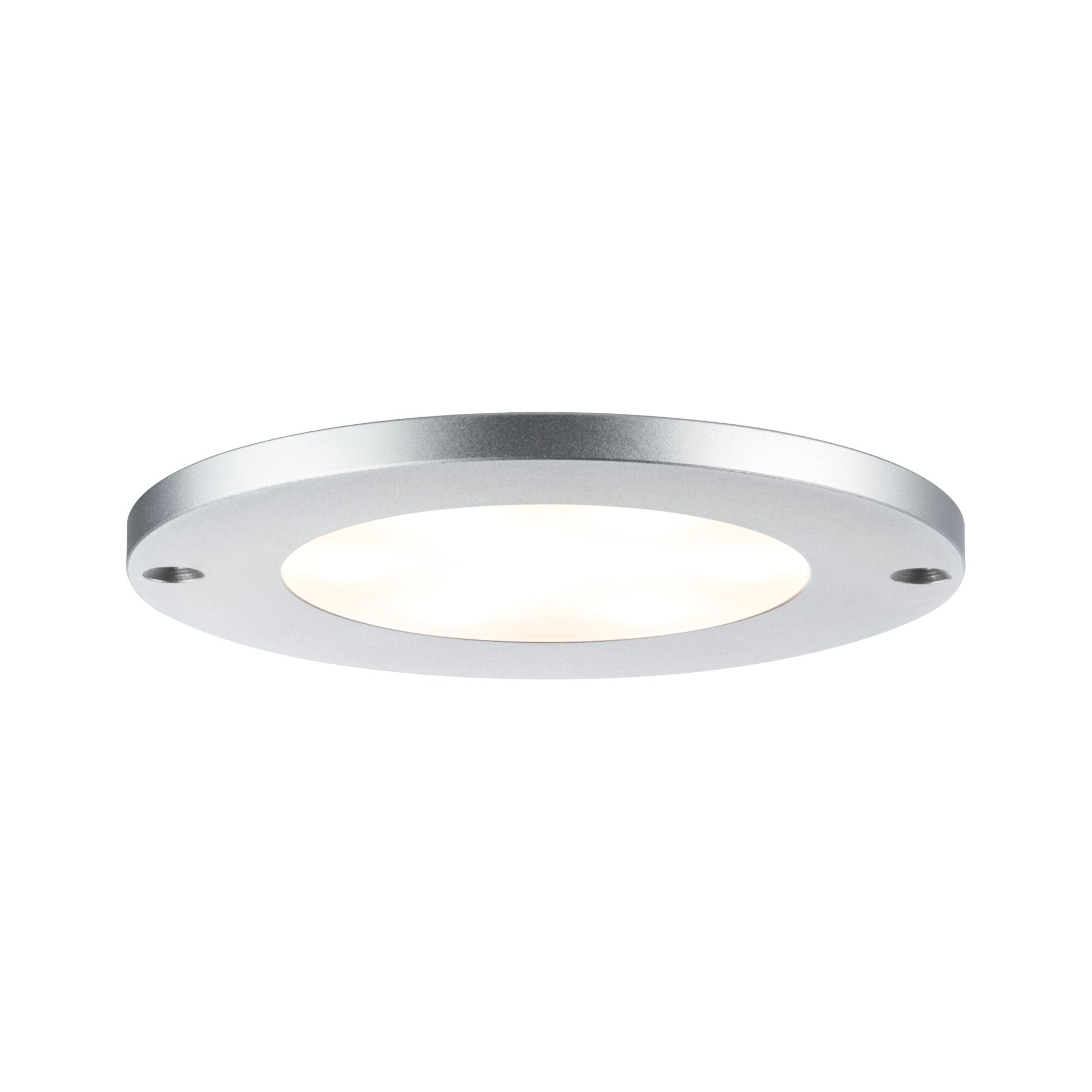 Rundes LED-Deckenlicht aus silbernem Aluminium mit weißem Diffusor für moderne Raumbeleuchtung