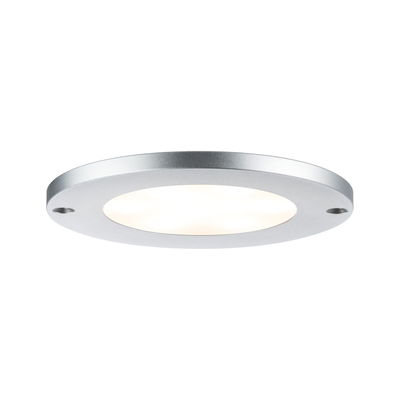 Round LED ceiling light in silver aluminum with white diffuser for modern room lighting