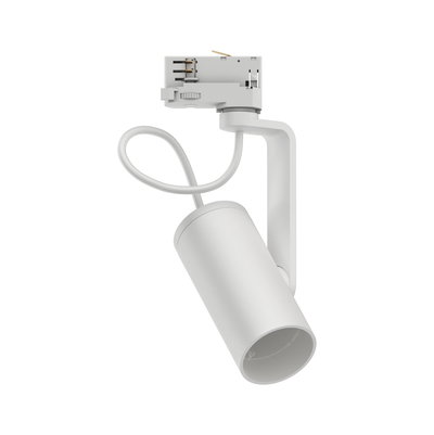 Weißer LED-Spot aus Metall mit flexiblem Kabel und Schienenadapter für moderne Beleuchtungssysteme
