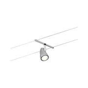Moderner silberner LED-Seilstrahler aus Metall für flexible Beleuchtung im Wohnraum
