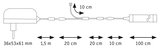 Technical drawing of a power adapter with cables measuring 36x53x61 mm and cable lengths up to 1.5 m