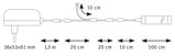Technical drawing of a power adapter with cables measuring 36x53x61 mm and cable lengths up to 1.5 m