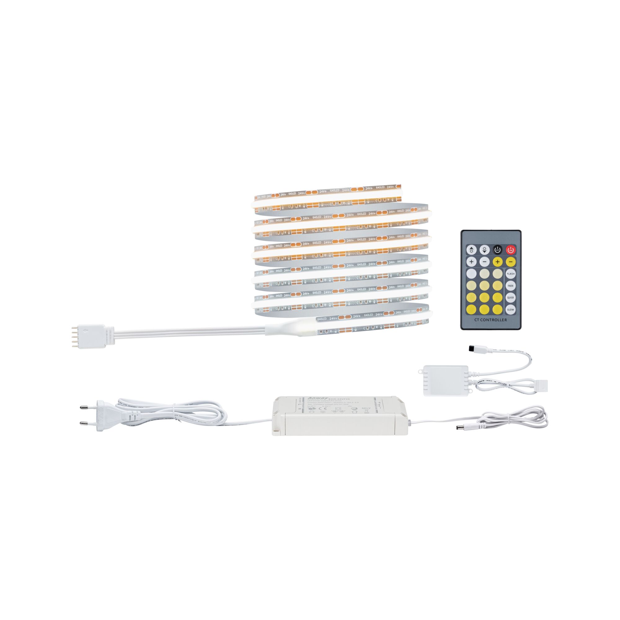 MaxLED 500 Strip LED Kit de base COB 1,5m Tunable White 10W 600lm/m Tunable White 25VA Kit bande LED blanc avec télécommande et alimentation pour éclairage flexible