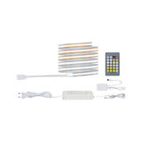White LED strip set with remote control and power supply for flexible lighting solutions