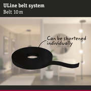 Black 10m ULine textile belt system, can be shortened individually for versatile fastening solutions