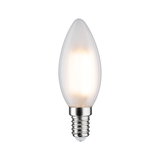 Mat witte LED-kaarslamp met E14-fitting van glas en metaal voor energiezuinige verlichting