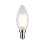 Mattweiße LED-Kerzenlampe mit E14-Fassung aus Glas und Metall für energiesparende Beleuchtung