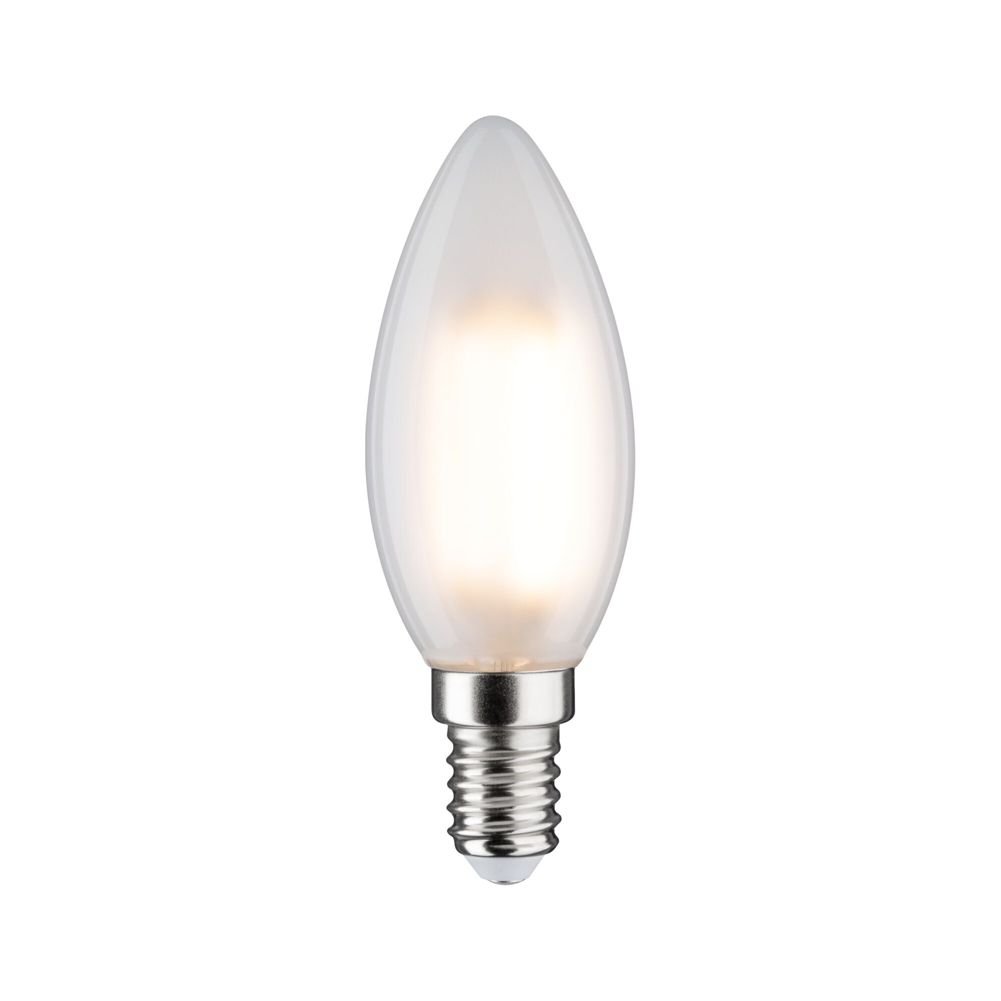 230 V Filament LED Candle E14 806lm 6,5W 2700K Matt Frosted white LED candle bulb with E14 base made of glass and metal for energy-saving lighting