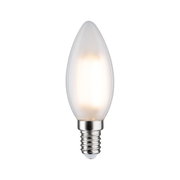 Mattweiße LED-Kerzenlampe mit E14-Fassung aus Glas und Metall für energiesparende Beleuchtung