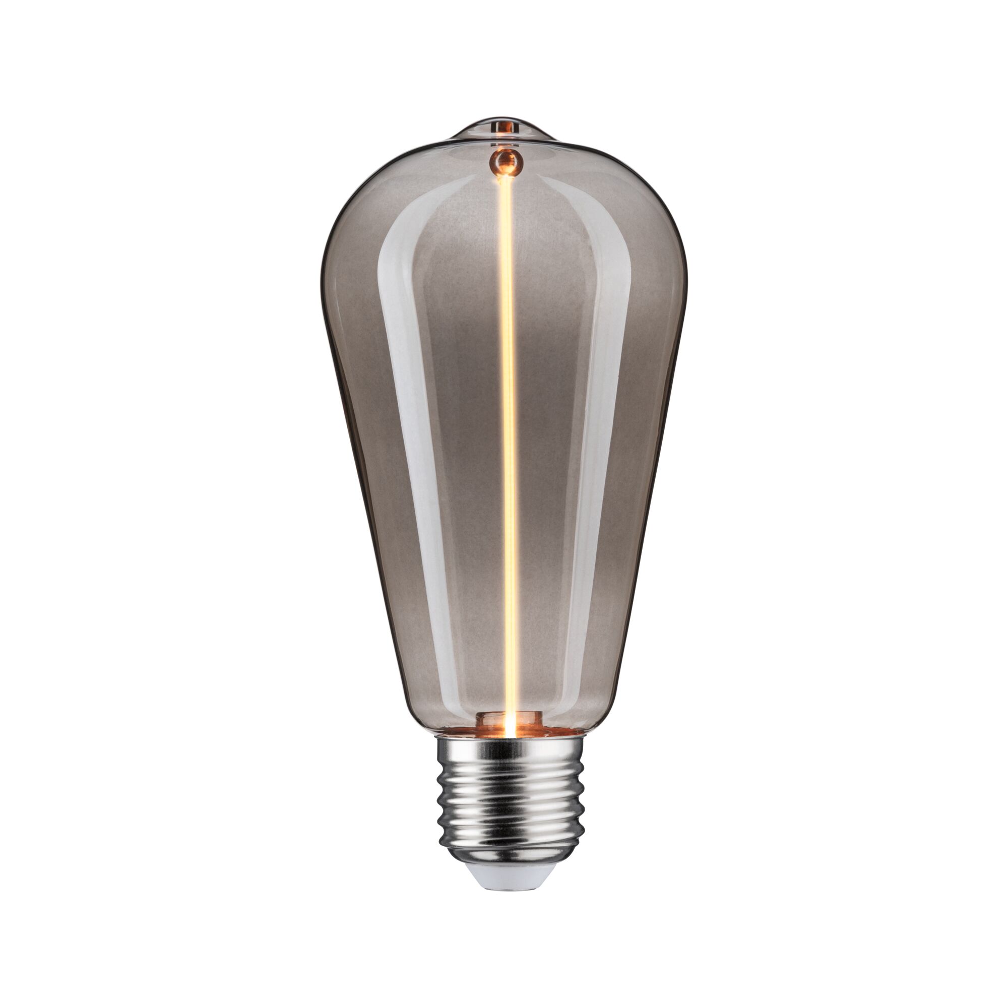 Vintage LED-Glühbirne mit rauchfarbenem Glas und warmweißem Licht für dekorative Beleuchtung