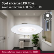 Spot encastré LED Nova avec réflecteur plat GU10 en blanc neutre 4000K pour éclairage intérieur