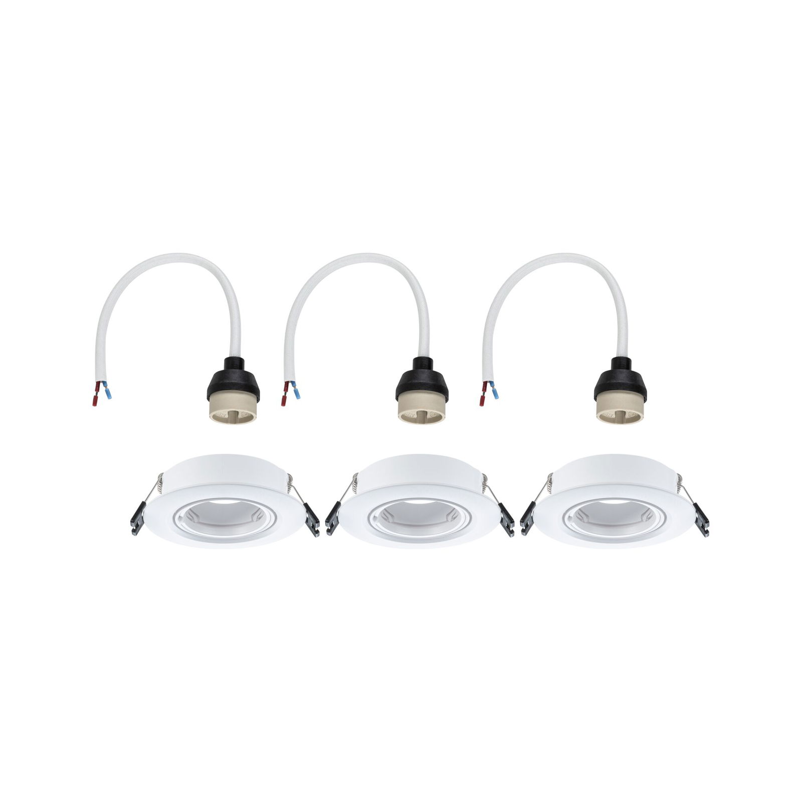 Spot encastré Pack de 3 orientable rond 90mm 30° GU10 max. 3x10W 230V gradable Blanc