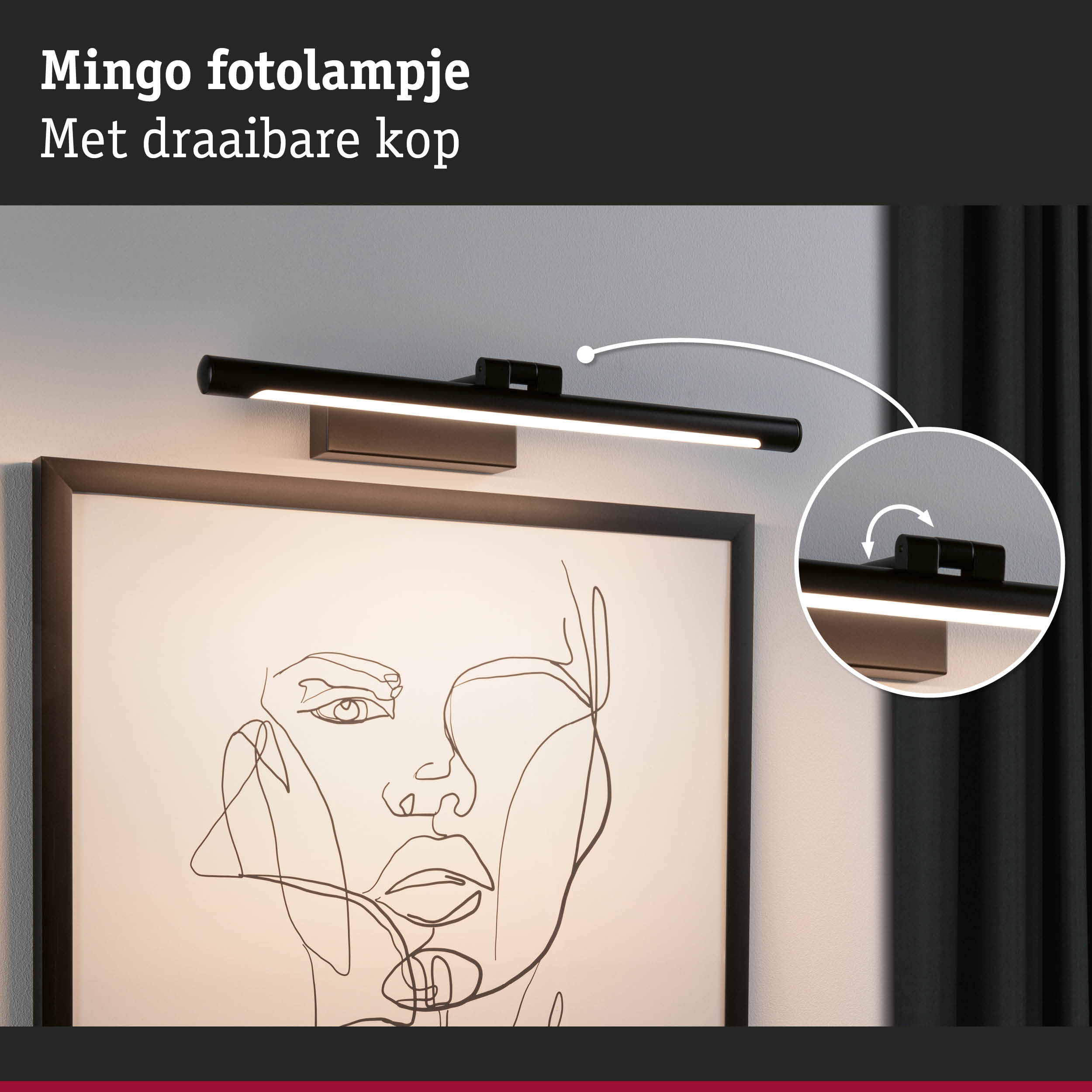 Zwarte Mingo LED-buitenlamp met draaibare kop voor wandmontage, moderne kunstverlichting