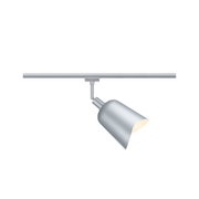 Modern silver metal LED spotlight on track system for flexible room lighting solutions