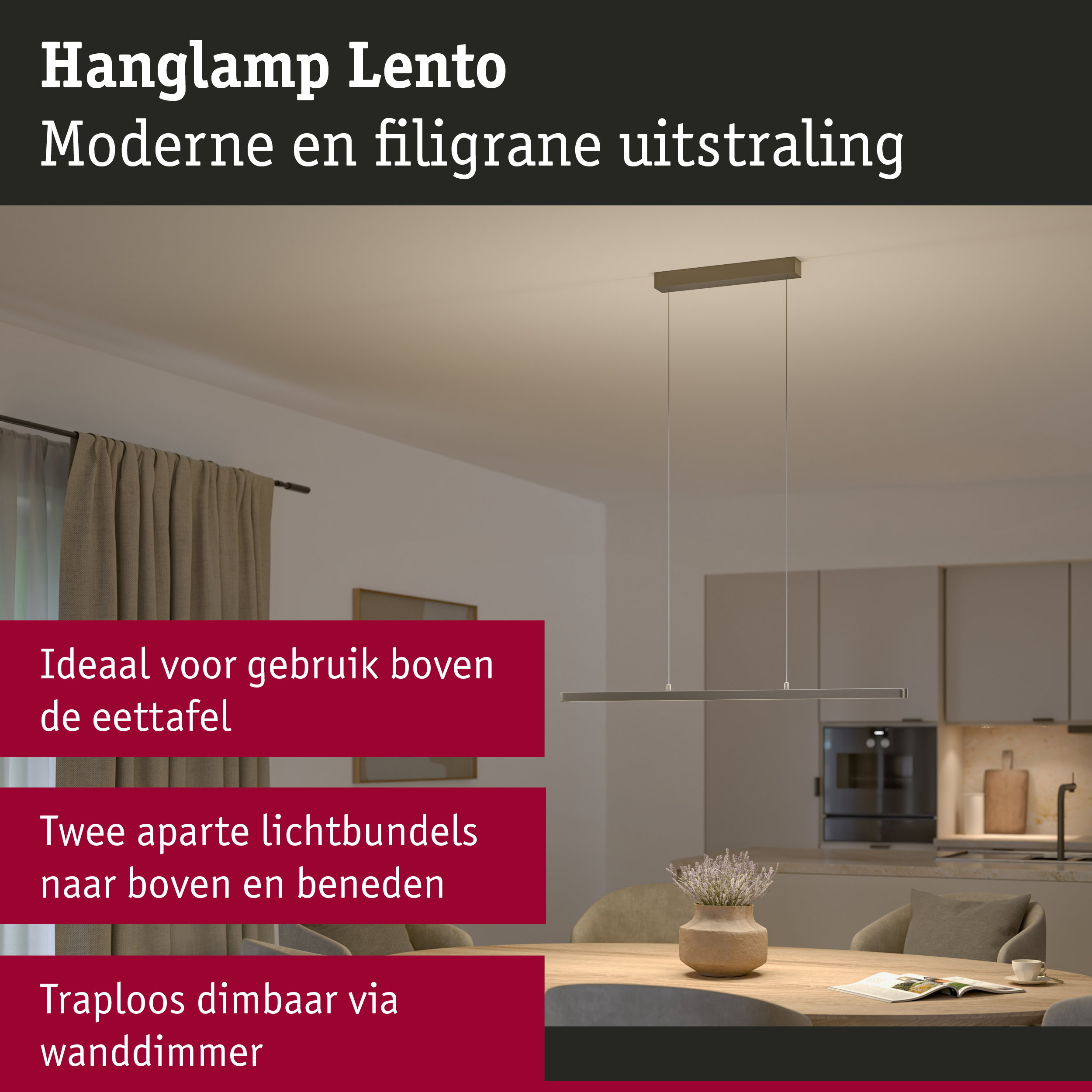 LED-hanglamp Lento 2700K 2200lm 36W Titaanium