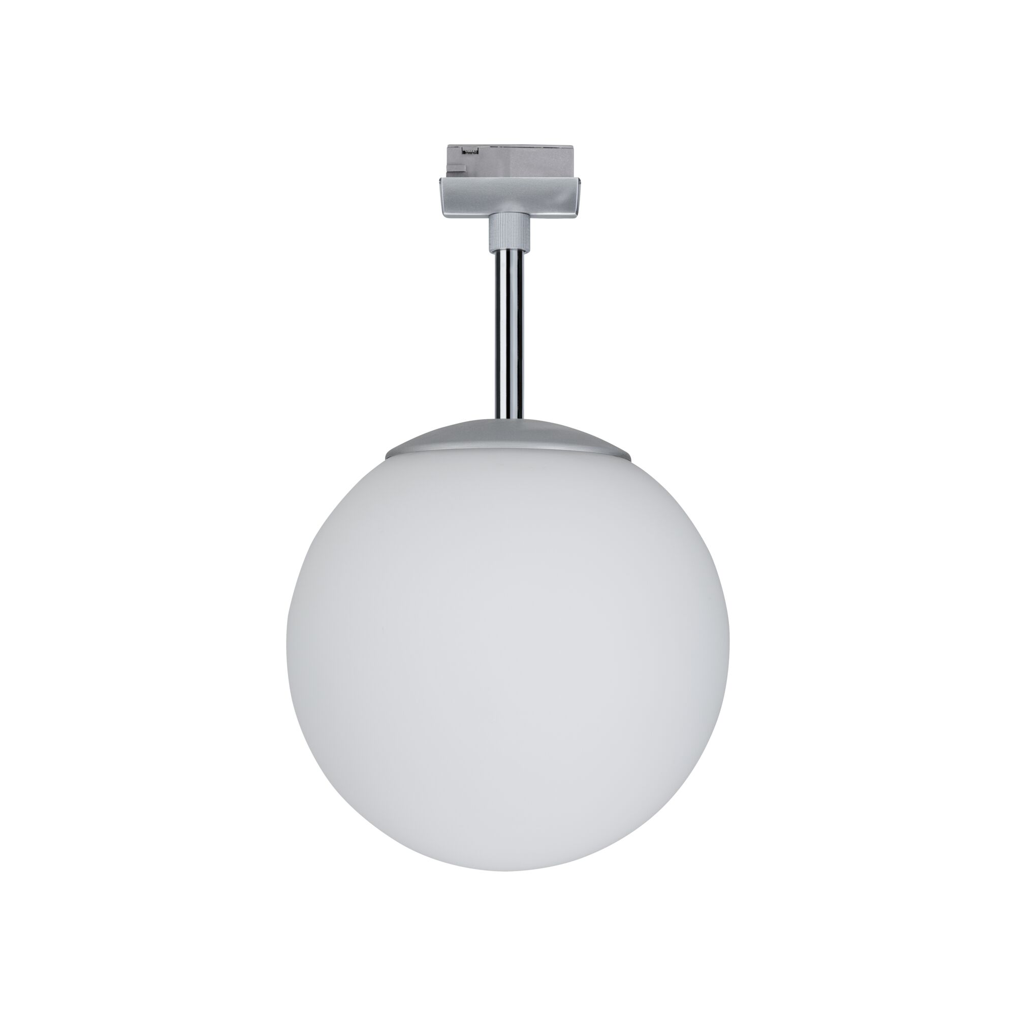 Round ceiling light with white glass and silver metal mount for modern indoor lighting