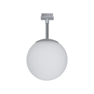 Ronde plafondlamp met wit glas en zilveren metalen houder voor moderne binnenverlichting