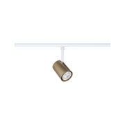 Projecteur LED métallique doré moderne sur rail blanc pour éclairage réglable