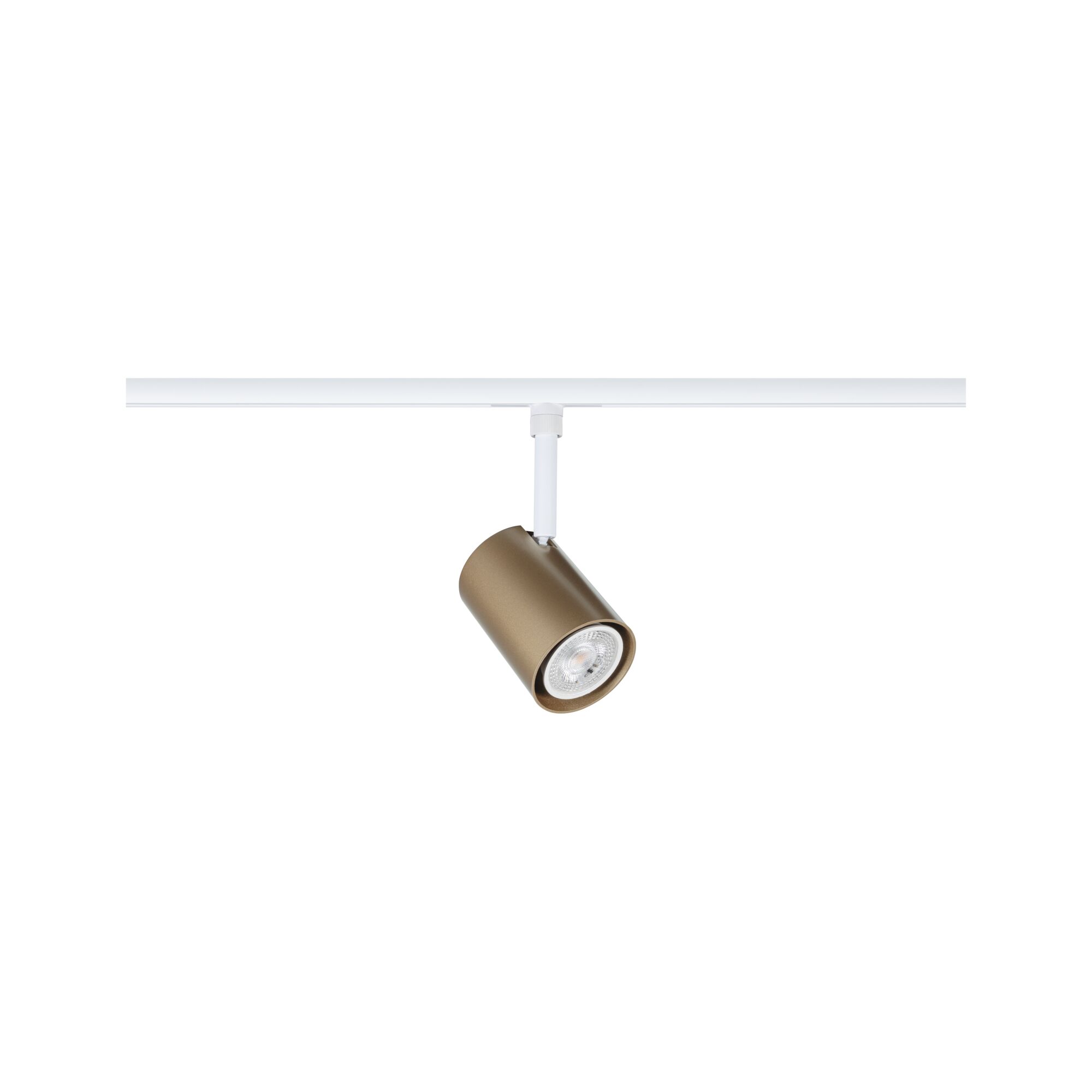 Projecteur LED métallique doré moderne sur rail blanc pour éclairage réglable