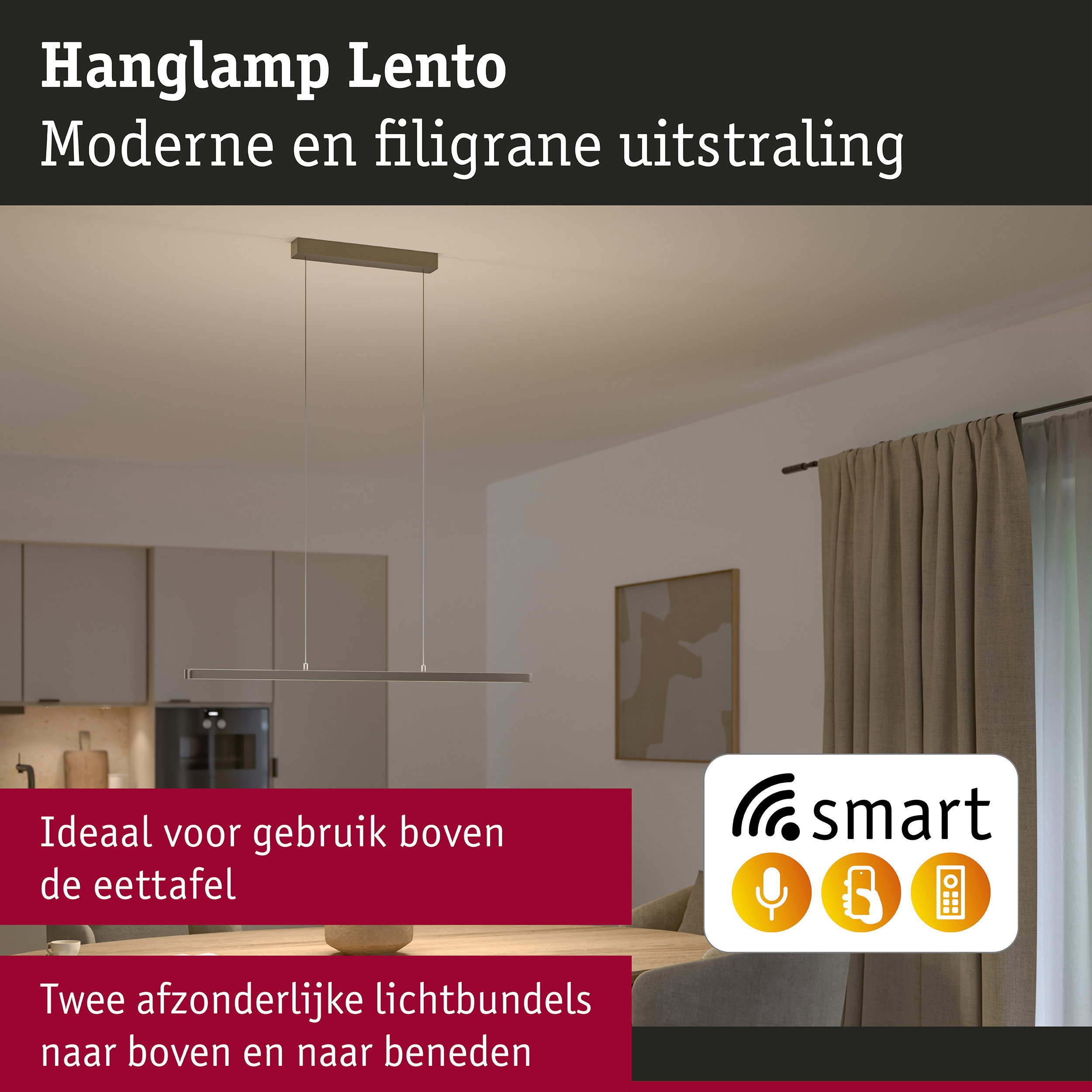 LED-hanglamp Smart Home Zigbee 3.0 Lento Tunable White 2035lm 26,4W Titaanium
