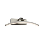 Gebogene LED-Wandleuchte aus gebürstetem Metall in Silber für moderne Innenbeleuchtung