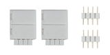 White plastic connector with four pins for LED lighting systems, electrical accessory