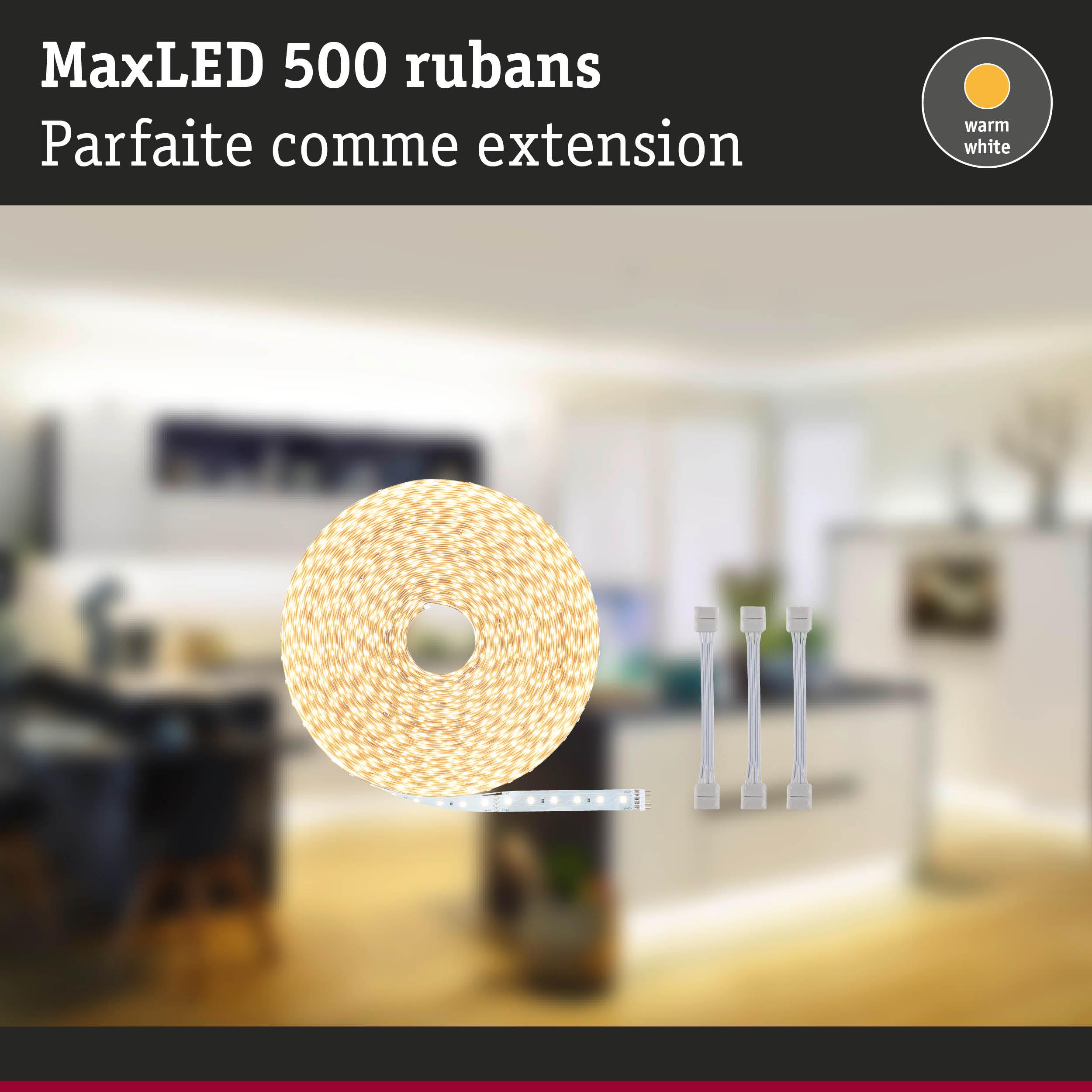 Bande LED MaxLED 500 en blanc chaud avec câbles d’extension pour éclairage d’intérieur flexible