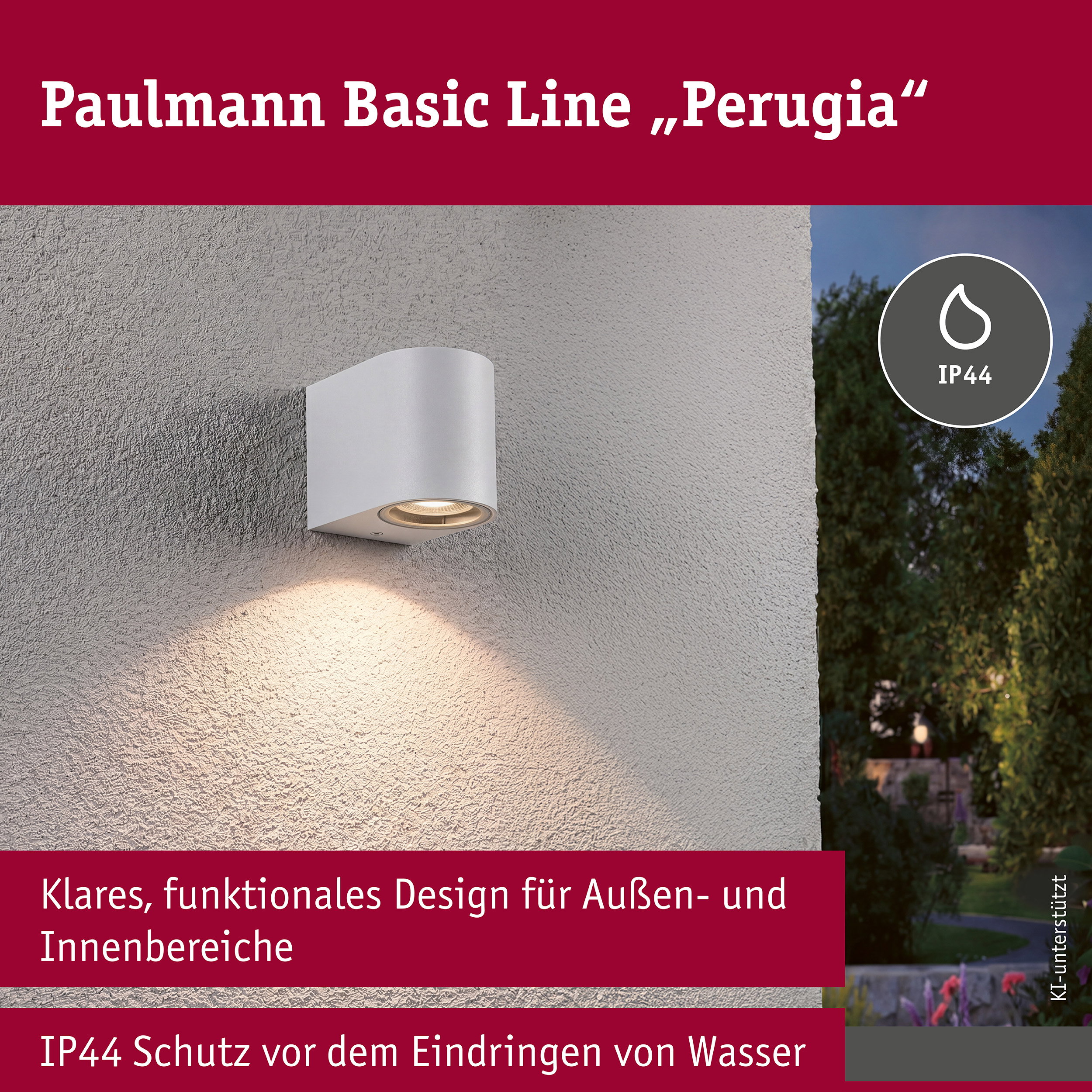 Wandleuchte Perugia IP44 GU10 230V max. 10W Weiß matt