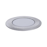Round LED recessed panel in brushed silver aluminum for energy-efficient lighting solutions