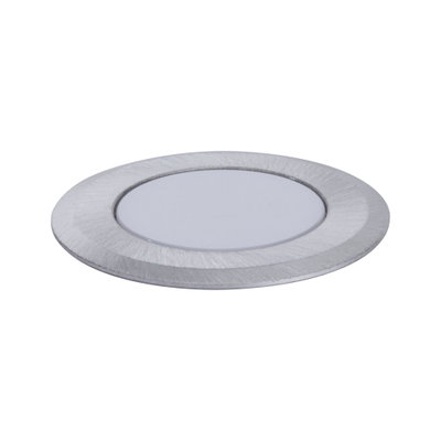 Round LED recessed panel in brushed silver aluminum for energy-efficient lighting solutions