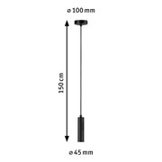 Black metal pendant light with 150 cm length and 45 mm diameter for modern lighting solutions