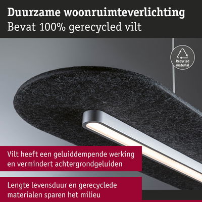 Duurzame woonruimteverlichting met 100% gerecycled zwart vilt, geluiddempend en milieuvriendelijk
