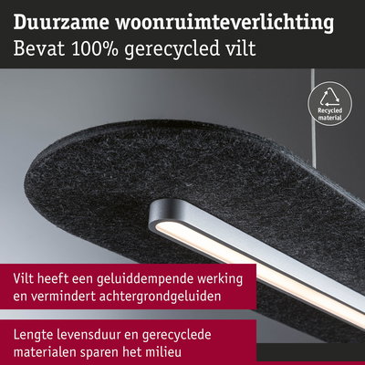 Duurzame woonruimteverlichting met 100% gerecycled zwart vilt, geluiddempend en milieuvriendelijk