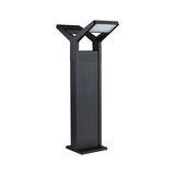 Modern black aluminum outdoor bollard with LED light for garden and pathway lighting