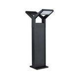 Modern black aluminum outdoor bollard with LED light for garden and pathway lighting
