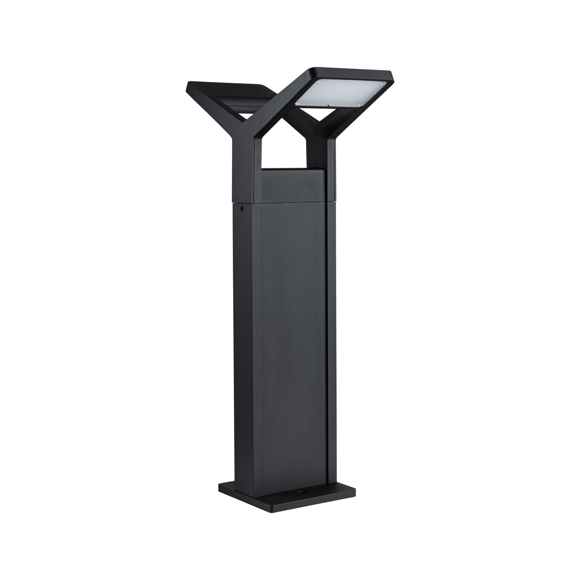 Borne extérieure moderne en aluminium noir avec lumière LED pour éclairage de jardin et chemin