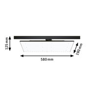 Schwarze LED-Deckenleuchte mit quadratischem Acrylglas und Maßen 580x580x125 mm für moderne Beleuchtung