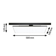 Schwarze LED-Deckenleuchte mit quadratischem Acrylglas und Maßen 580x580x125 mm für moderne Beleuchtung