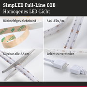 LED-Lichtstreifen mit rückseitigem Klebeband, 840 LEDs pro Meter, zuschneidbar und leicht verbindbar