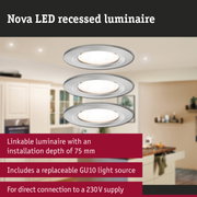 Nova LED recessed luminaire in brushed silver aluminium for modern indoor lighting solutions